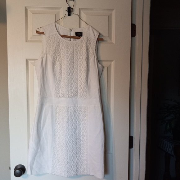 Laundry White Cotton and Linen Dress Size 8 - Picture 1 of 5